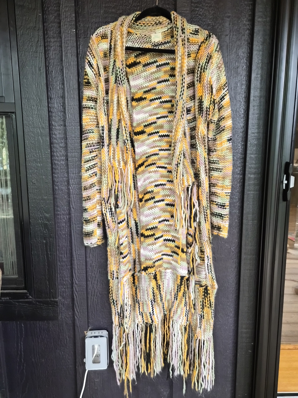 Blue Buttercup Multicolor Fringe Knit Duster Cardigan